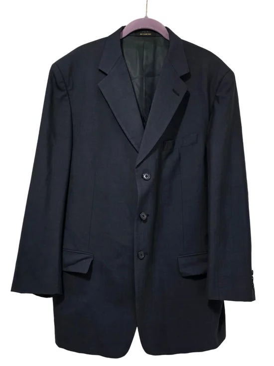 Givenchy Monsieur Vtg Mens Single Breasted Navy Blue Wool Blazer Made USA Sz 43