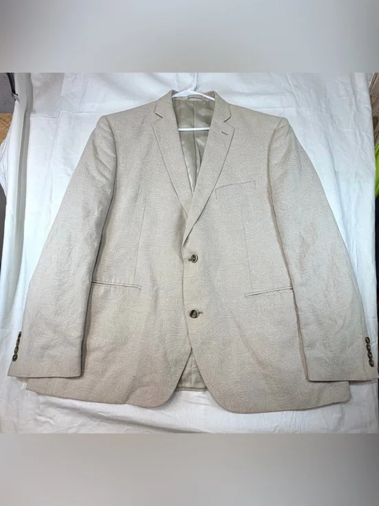 Van Heiden studio Men's Light Beige Paisley Blazer - Classic Two-Button Jacket