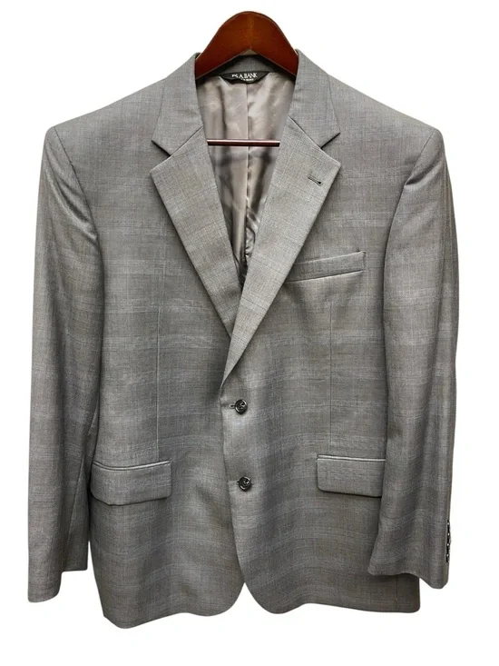 Jos A. Bank Signature Gray Glen Plaid Wool Silk Sport Coat 44R