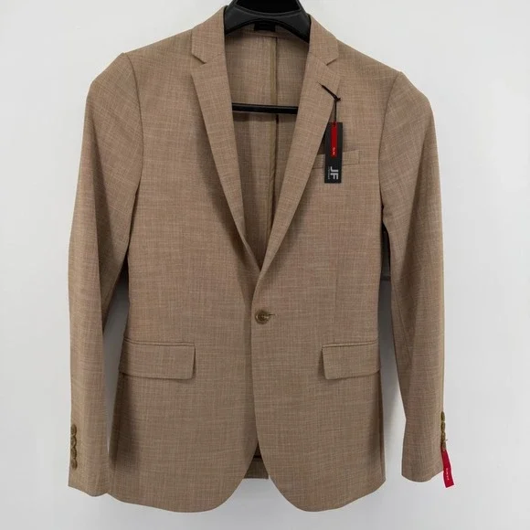J. Ferrar Blazer Mens 40 Reg Brown Slim Fit Sport Coat Single Button Textured