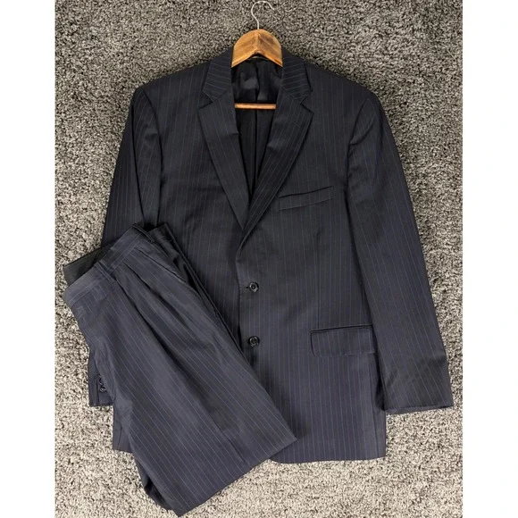 Brooks Brothers Vitale Barberis Canonico Suit Mens 44R W39 Navy Pinstripe Wool