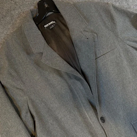 Eddie Bauer Mens 42 Gray Ultimate Voyager Travel Blazer Jacket  Water Repellent