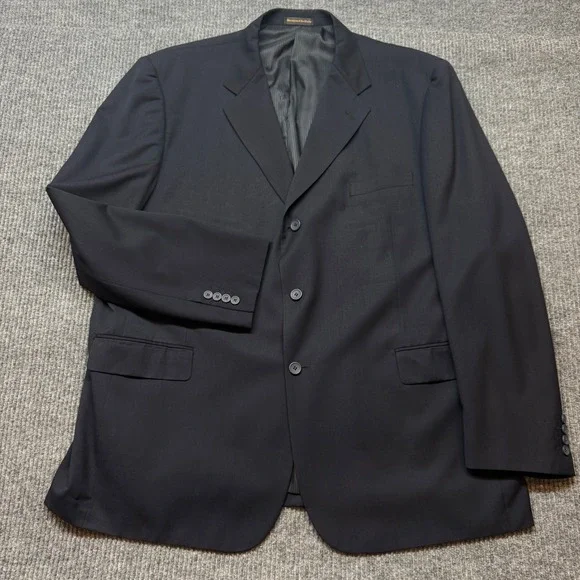 Vinci Blazer Sport Coat Mens 52L Navy Blue 3 Button Designed in Italy Jacket
