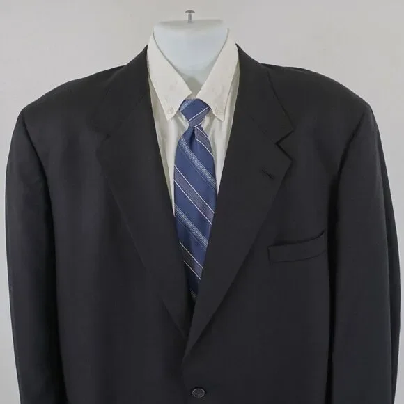Pierre Cardin Wool Cashmere Black Blazer‎ 48R 2 Button