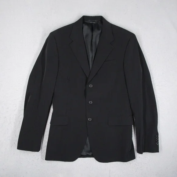 Prada Milano Suit Mens Black Stretch 48R Italy A8095 2 Piece 3 Button