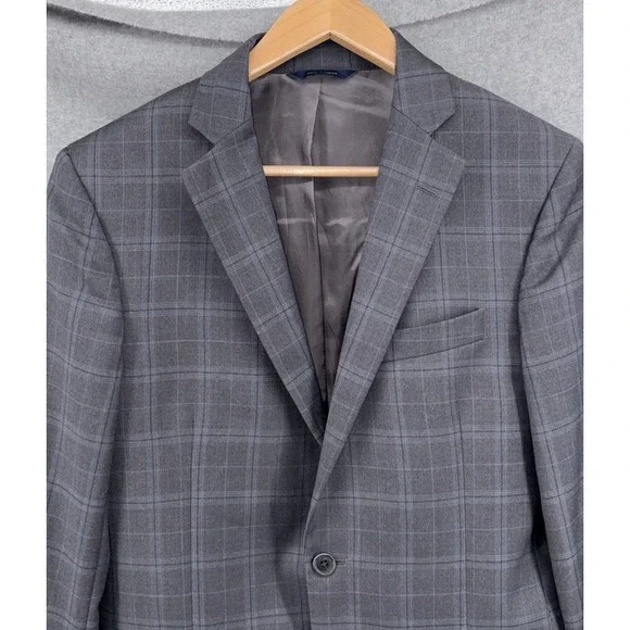 Brooks Brothers Regent Fit Gray Plaid Wool 2 Button Blazer Jacket Mens 38R