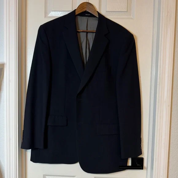 Pronto Uomo Mens 42 Regular Navy Blue 100% Wool 2 Button Blazer Suit Jacket
