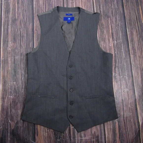 Egara Suit Vest Mens Size S Gray 100% Wool Slim Fit Formal Waistcoat 3 Piece