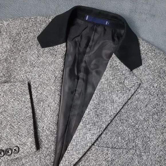 Paul Fredrick Sport Coat Mens 40R Gray Italy Salt and Pepper Blazer Suit Jacket