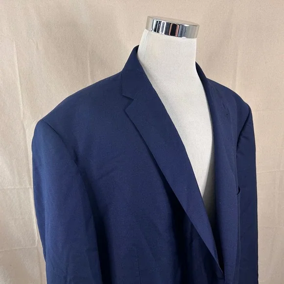 Joseph Abboud 58L Sport Coat 100% Wool Blue Two Button Lined Double Vented
