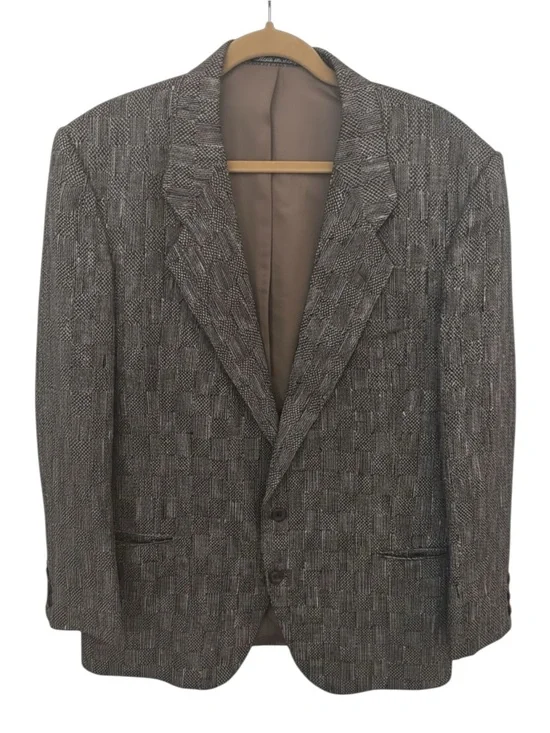 Vintage MANI Giorgio Armani 43R Textured Blazer Silk Lined Italy