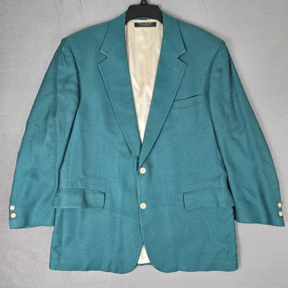 Brooks Brothers Blazer Mens 43R Green Silk Sport‎ Jacket USA Made Christmas VTG