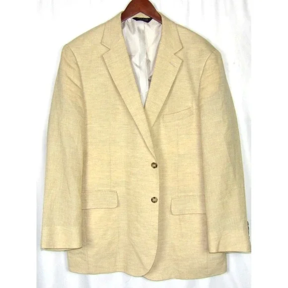 Jos. A. Bank Wool/Linen 2 Button Beige 730 BURKE Blazer Sport Jacket Men's 44R