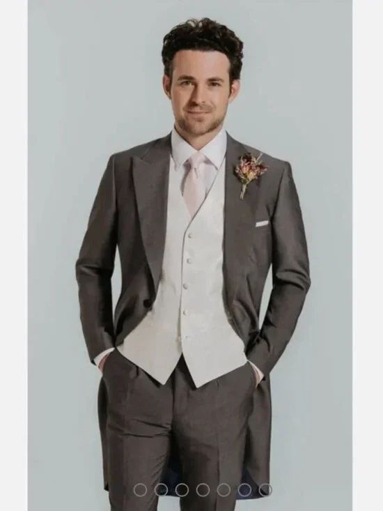 Dobell Men's Silver Grey Tailcoat Formal Blazer Morning Suit Jacket Sz 42R