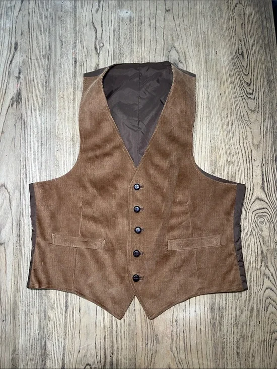 Men's Brown Corduroy Vest - Classic Tailored Style
