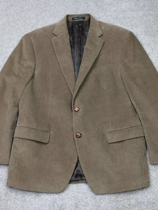LAUREN Ralph Lauren Corduroy Blazer Mens 40 Short Brown 100% Cotton 2 Button