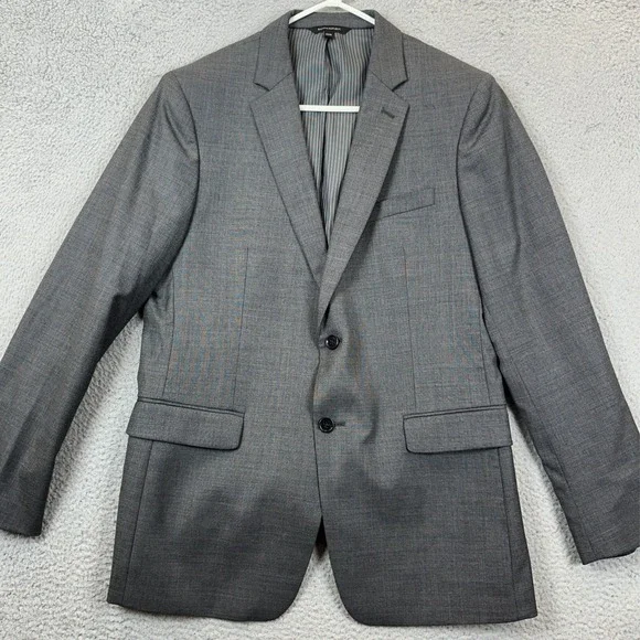 Banana Republic Wool Blazer Mens 42R Grey Tessuto Marzotto Slim Fit Sport Coat