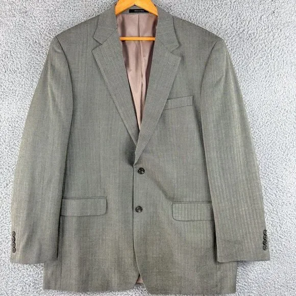 Lauren Ralph Lauren Blazer Mens 42L Gray Green Silk Wool Blend Sport Coat Jacket