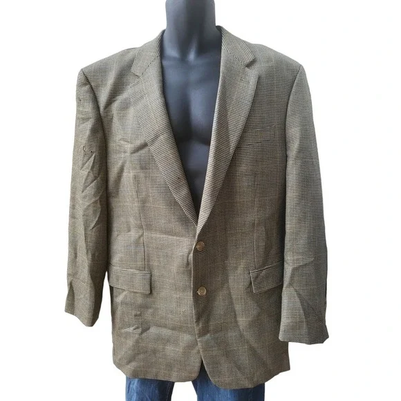 Lauren Ralph Lauren Sports Blazer Men Sz 46 L Wool 2 Button Herringbone Classic