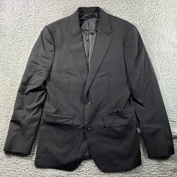 Bonobos Mens Black Wool Blend Slim Fit Suit Jacket Blazer Size 38R 2-Button
