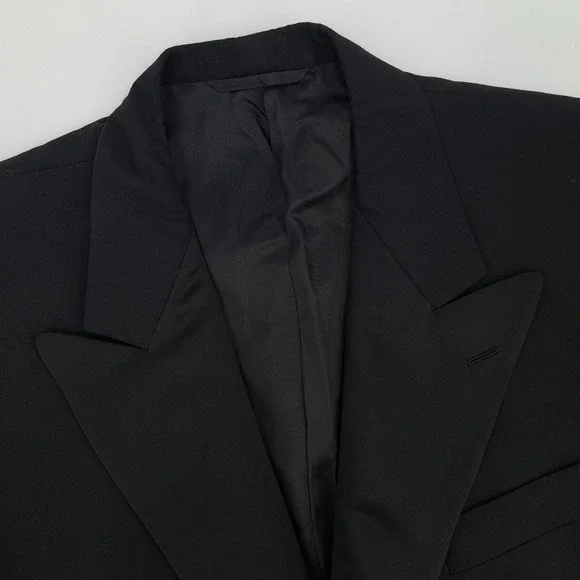 Hickey Freeman Boardroom Tuxedo Jacket Mens 46R Wool Black Solid Peak Lapel USA