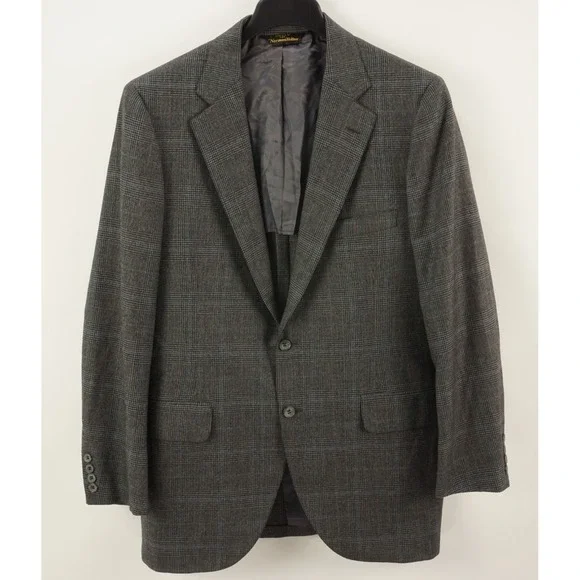 Vintage 1960's Norman‎ Hilton Prince of Wales Flannel Wool Sport Coat Mens 42L