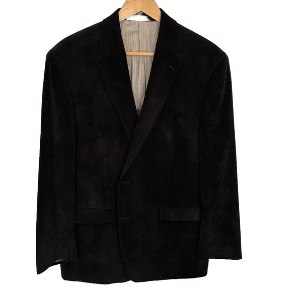 Ralph Lauren Corduroy 2 Button Black Blazer Sport Coat‎ 44 R