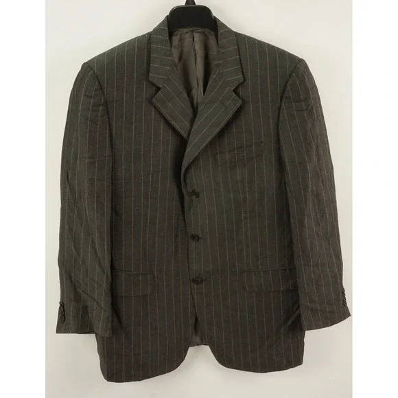 Corneliani Bamboo & Linen 'Master' Three Button Notch Lapel Blazer Mens 44R Gray