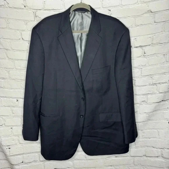Montefino Uomo Super 120’s Cloth Men’s Navy Charles  100% Merino Wool Blazer 48R