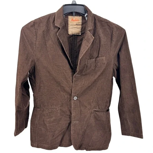 Machine Clothing Co Corduroy Blazer Jacket Mens M Brown 70s Hipster Retro Grunge