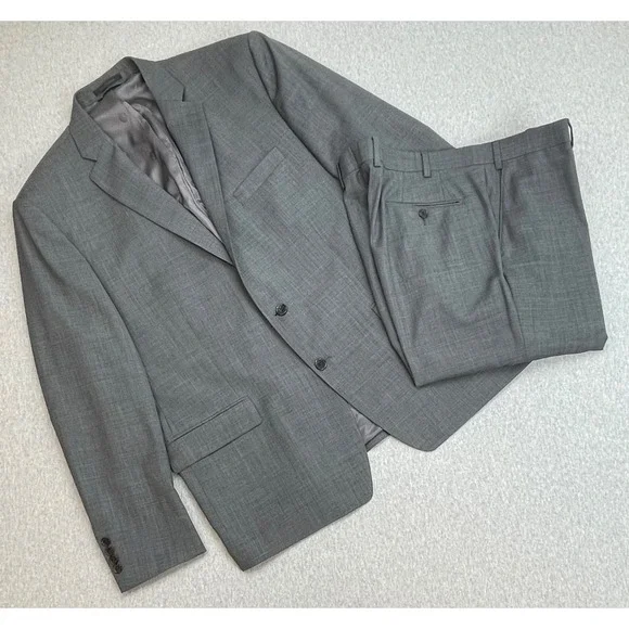 Lauren Ralph Lauren Suit Mens 48L Gray Wool Blend Stretch Pants 38x32- 2 Pcs
