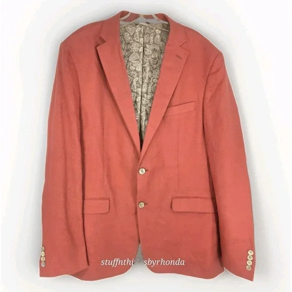 Lauren Ralph Lauren Classic Fit Linen Sport Coats 44 L Salmon Pink Beach Resort