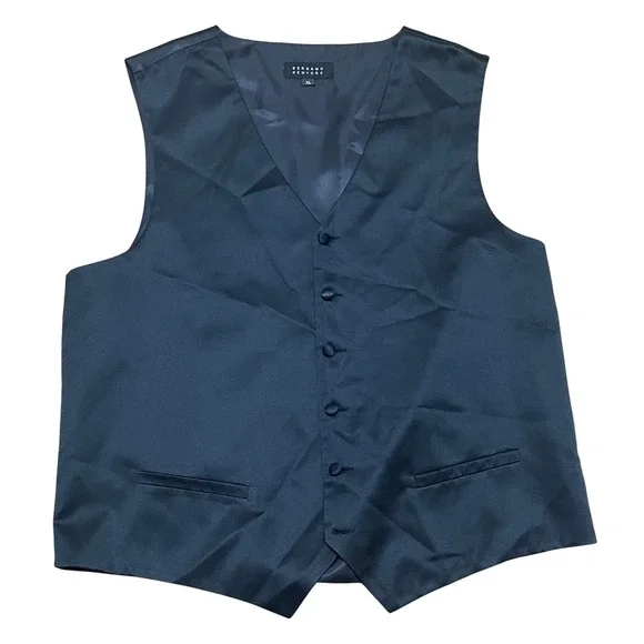 Bergamo New‎ York Men's XL Vest Black Formal Dress Suit Waistcoat Lightweight