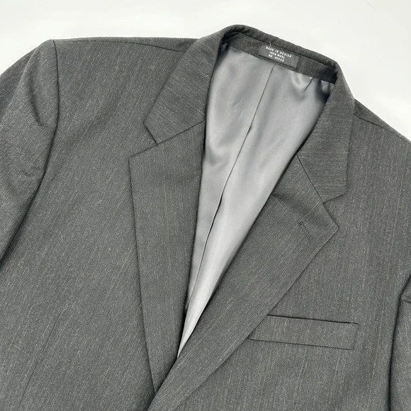 Albert Nipon Mens Charcoal Pinstripe Wool Blazer Jacket Size S44‎
