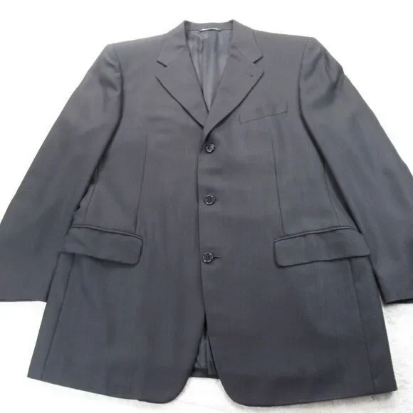 Canali 100% Pure Wool Blazer Mens 46R Dark Navy Blue Sport Coat Ventless 3Button