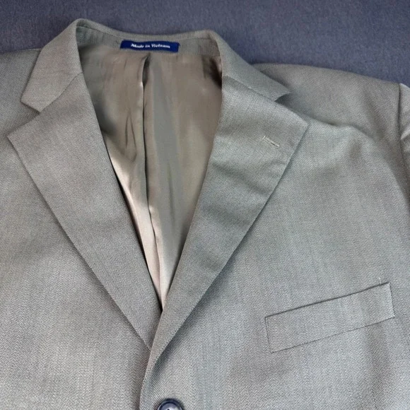 Alan Flusser Super100s Wool Suit Jacket Mens Size 48R Light Gray Single Breasted