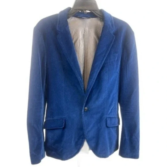 Armani Exchange Blazer Men's Size Small Royal Blue Velvet Sport‎ Coat Jacket