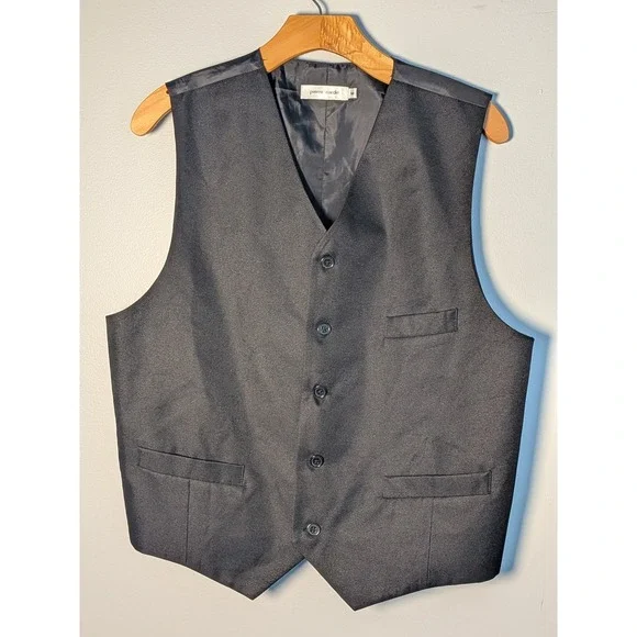Pierre Cardin Mens Black Formal Suit Vest Waistcoat Adjustable Back Size Medium