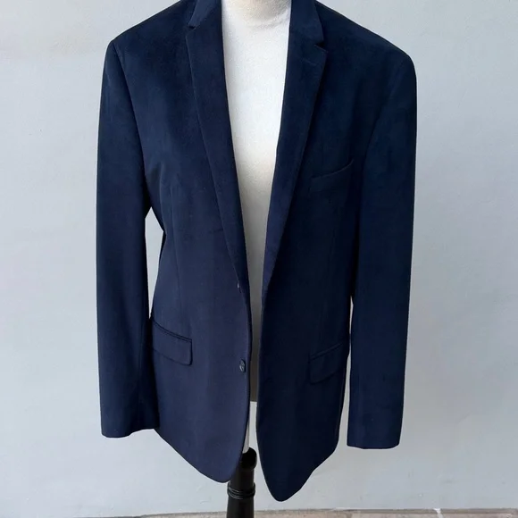 DKNY Deep Blue Navy Single Breast Sport Coat Blazer Jacket Medium