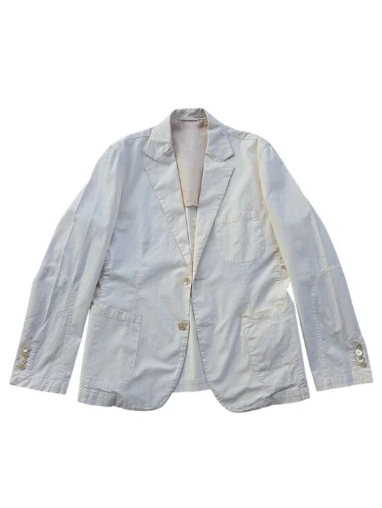 Balmain Paris Off White Cotton Light Weight 2 Button Blazer 48R Medium