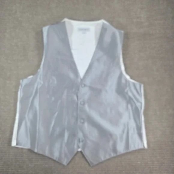Larr Brio‎ Mens M Silver Pinstripe Formal Button Front Waistcoat Vest