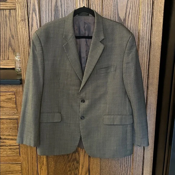 VTG Ralph Lauren University Brown plaid tweed blazer‎ 100% wool 44s sport coat