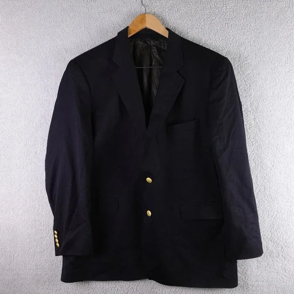 Brooks Brothers‎ 346 Mens Navy Blue Wool 2 Gold Button Blazer Sport Coat 48