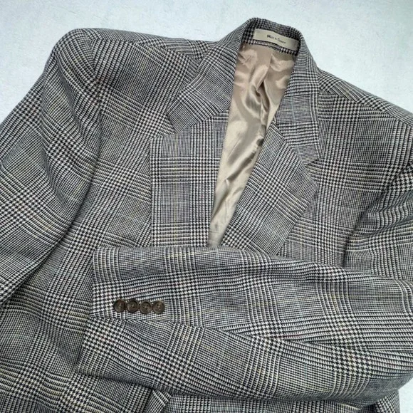 Chaps Ralph Lauren Men's Plaid Blazer Jacket 44T Wool Silk Linen Blend‎