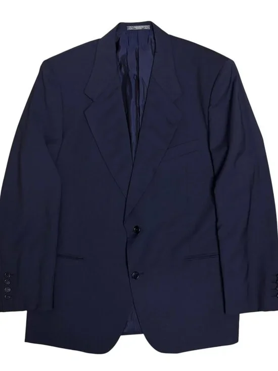 RARE $2,000 VALENTINO Blazer Vintage 80s Sport Coat Blue Business Jacket Men 46R