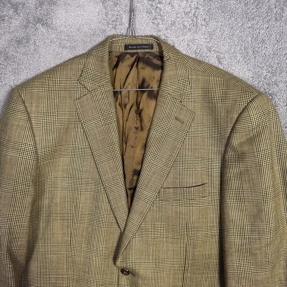 Pendleton Blazer Men 44R Wool Silk Linen Sport Coat Glen Check Old Money Vintage