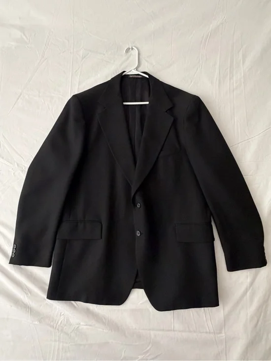 Beallpark Imperial Mens Black Blazer Jacket 2-Button Notch Lapel (A661)