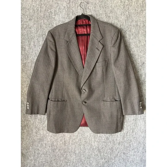 Christian Dior Monsieur Mens Grey Pinstripe‎ Wool Blazer Sport Coat 44R 2-Button