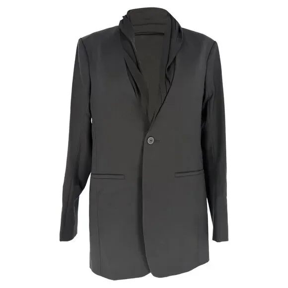 Rick Owens Single-Breasted Shawl Collar Blazer in Black Wool