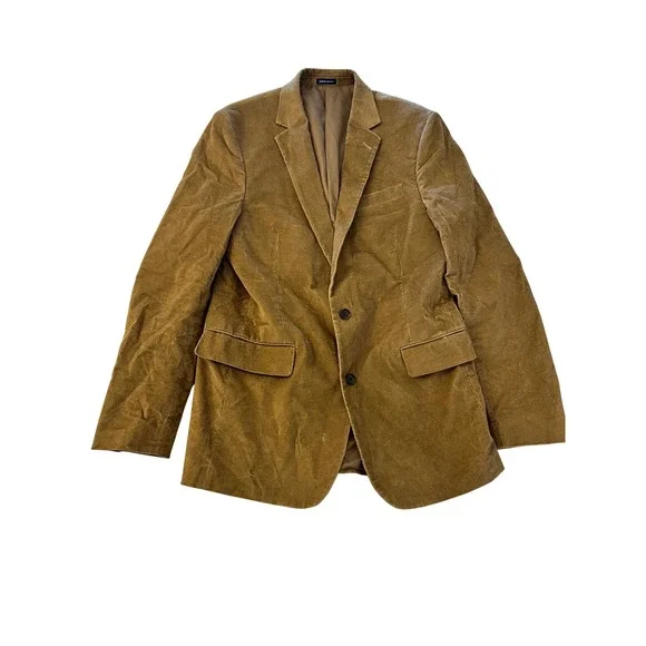 Stafford Tailored Culture Mens 42L Slim Fit Corduroy Blazer Tan Brown Sport Coat
